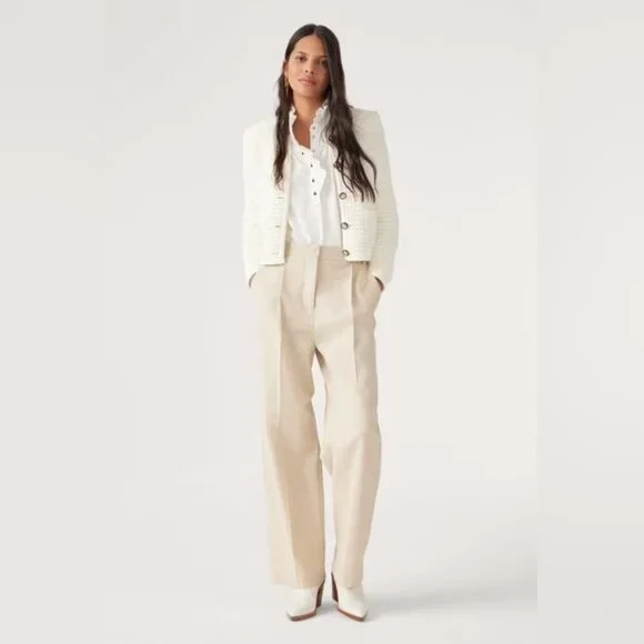 NEW Ba&sh Bash Gaspard Tweed Cardigan Jacket in Ecru Cream White | size 1 / S - Picture 2 of 13